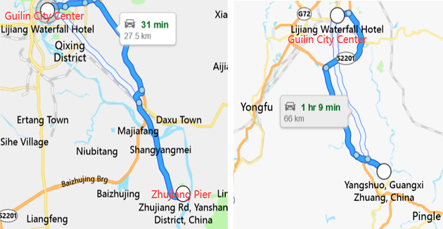 carte de Guilin à l'embarcadère à Yangshuo
