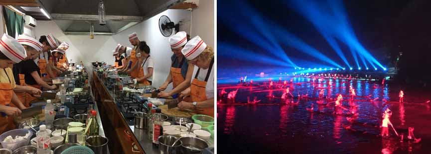 Apprendre la cuisine chinoise et Spectacle de son et lumière Impression Liu Sanjie